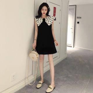 Dotted Peter-pan Collar Short-sleeve Mini Dress