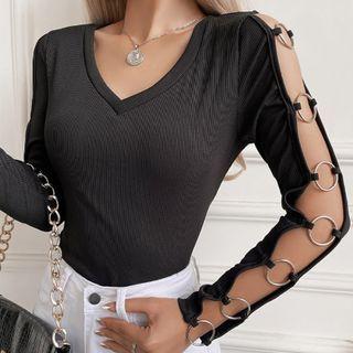 Long-sleeve Hoop Detail T-shirt