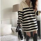 Half-zip Striped Sweater Off-white & Black - One Size
