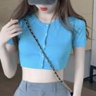 Short-sleeve Cropped Knit Top / Pants