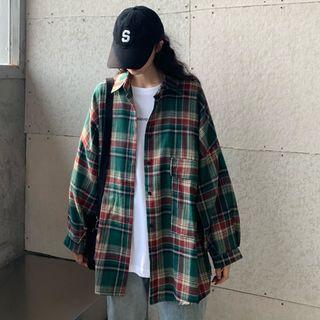 Long-sleeve Vintage Plaid Shirt