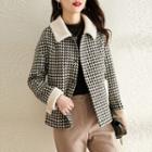 Collared Button-up Houndstooth Jacket