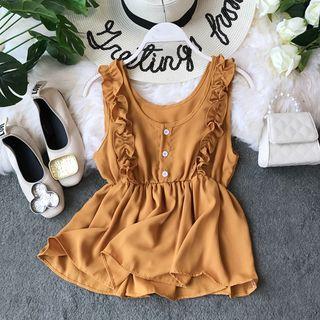 Ruffle-detail Chiffon Tank Top