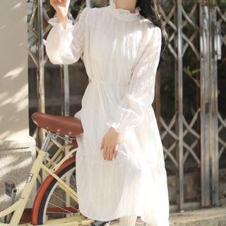 Balloon-sleeve Ruffle Collar A-line Dress