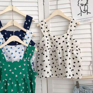Heart Print Cropped Suspender Top