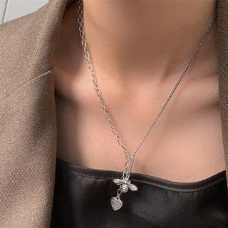 Bee Pendant Sterling Silver Necklace 1pc - D573 - Silver - One Size