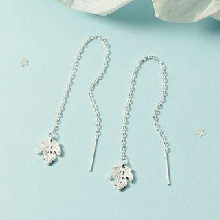 Leaf Drop Ear Stud 1 Pr - Silver - One Size