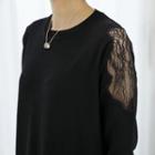 3/4-sleeve Lace-panel Knit Dress