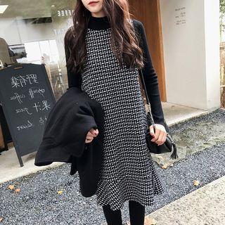 Midi Houndstooth Pinafore Dress