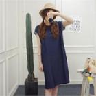 Short-sleeve Denim Shift Dress