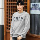 Gray Lettering Appliqu  Brushed-fleece Lined Sweatshirt