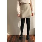 Herringbone Wool Blend A-line Miniskirt