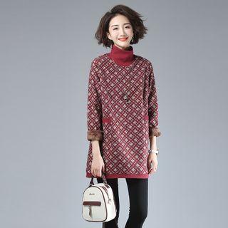 Turtleneck Patterned Long Sweatshirt