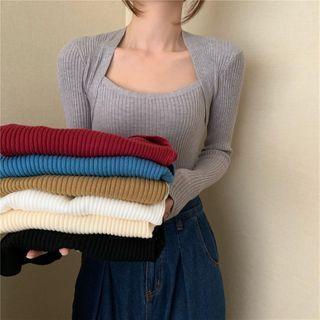 Square Neck Long Sleeve Knit Top