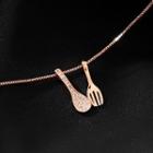 Alloy Spoon & Fork Pendant Necklace As Shown In Figure - One Size