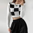 Cropped Check Sweater