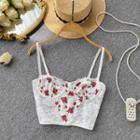 Suspender Flower Lace Cropped Top
