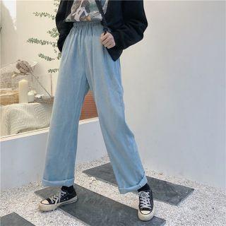 Corduroy Straight Leg Pants Blue - One Size