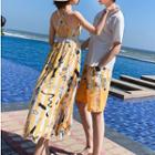 Couple Matching Short-sleeve T-shirt / Shorts / Sleeveless A-line Midi Dress