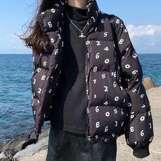Lettering Padded Jacket Black - One Size