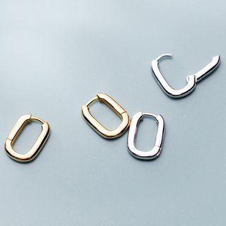 925 Sterling Silver Oval Hoop Earring
