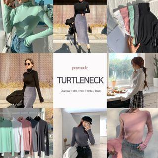 High-neck Slim Napped T-shirt