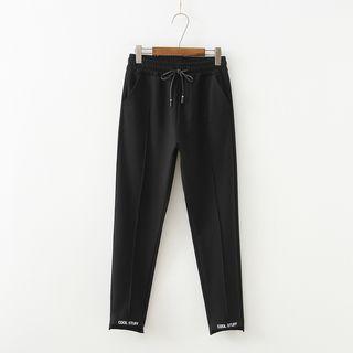 Letter Embroidery Straight-cut Pants