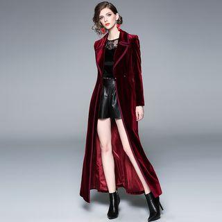 Velvet Button Long Coat