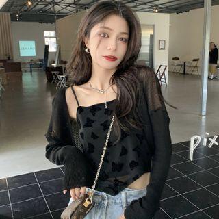 Set : Camisole Top + Long-sleeve Cardigan