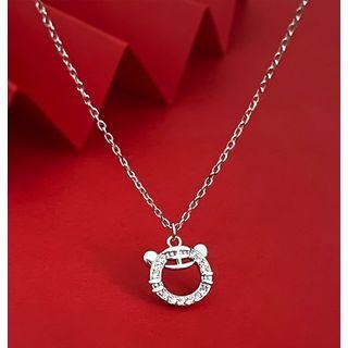 Tiger Rhinestone Pendant Sterling Silver Necklace Necklace - Tiger - Silver - One Size