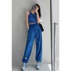 Labeled Loose-fit Drawstring Sweatpants In 10 Colors