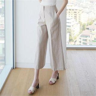Flat-front Linen Wide-leg Pants