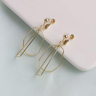 Geometric Clip-on Dangle Earring 1 Pair - Gold - One Size