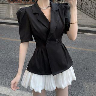 Short-sleeve Double Breasted Blazer / Skirt