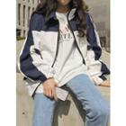 Stand-collar Two-tone Zip-up Jacket