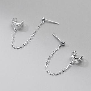 Sterling Silver Chained Cuff Earring 1 Pair - Sterling Silver Chained Cuff Earring - Silver - One Size