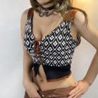 Patterned Panel Knit Crop Tank Top