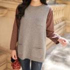 Pocket-front Button-back Knit Vest