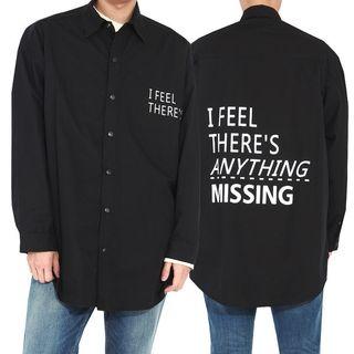 Plus Size Letter-printed Long Shirt