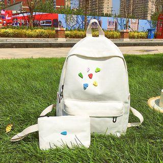 Heart Shape Buttoned Canvas Backpack