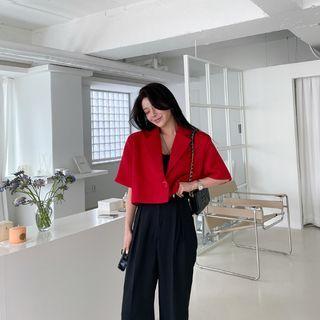 Elbow-sleeve Cropped Tweed Jacket