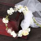 Artificial Flower Wedding Veil White - One Size