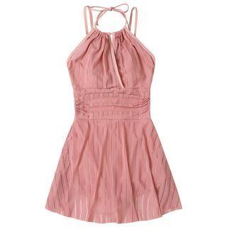 Halter Striped Swim Dress