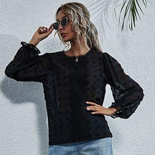 Long Sleeve Dotted Blouse