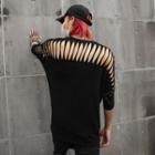 Elbow-sleeve Cutout Star Pattern T-shirt