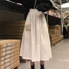Plain A-line Midi Skirt White - One Size