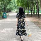 Plus Size Ruffle Floral Long Dress