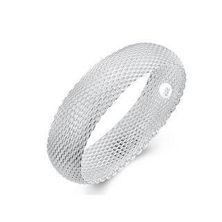 Fashion Elegant Mesh Geometric Round Bangle Silver - One Size