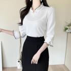 Frill-trim 3/4-sleeve Top