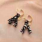 Strap Alloy Dangle Earring 1 Pair - Black White Pattern - Gold - One Size